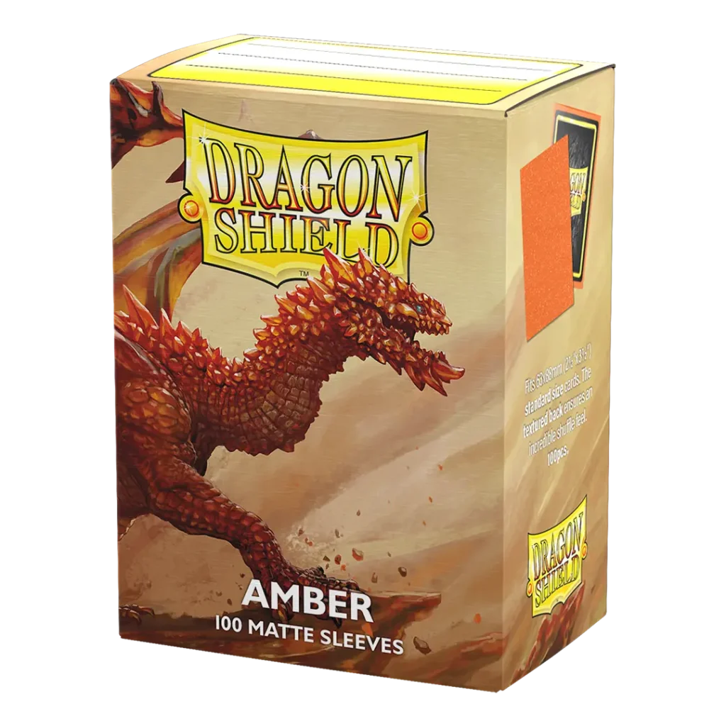 Dragon Shield: Amber - 100x Matte Sleeves - Standard Size - verpakking vooraan