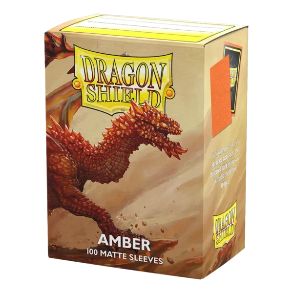 Dragon Shield: Amber - 100x Matte Sleeves - Standard Size - verpakking vooraan