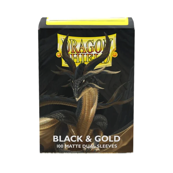 Dragon Shield: Black & Gold - 100x Matte Dual Sleeves - Standard Size - verpakking achterzijde