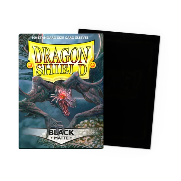 Dragon Shield: Black - 100x Matte Sleeves - Standard Size - verpakking vooraan