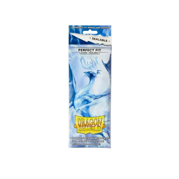 Dragon Shield: Clear - 100x Sealable Perfect Fit Inner Sleeves - Standard Size - verpakking vooraan