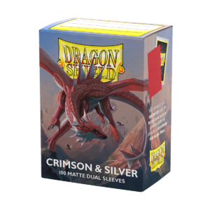 Dragon Shield: Crimson & Silver - 100x Matte Dual Sleeves - Standard Size - verpakking vooraan