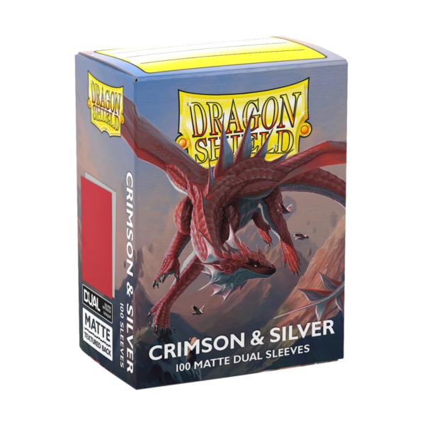 Dragon Shield: Crimson & Silver - 100x Matte Dual Sleeves - Standard Size - verpakking achterzijde