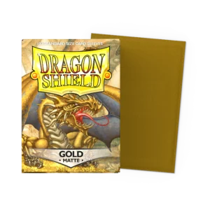 Dragon Shield: Gold - 100x Matte Sleeves - Standard Size - verpakking vooraan