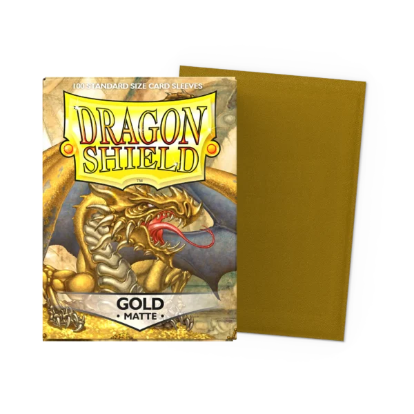 Dragon Shield: Gold - 100x Matte Sleeves - Standard Size - verpakking vooraan