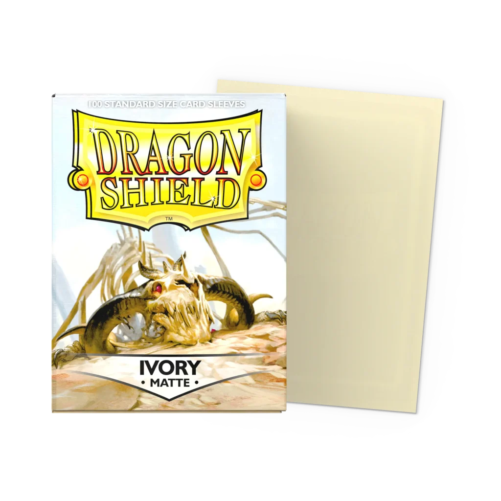 Dragon Shield: Ivory - 100x Matte Sleeves - Standard Size - verpakking vooraan