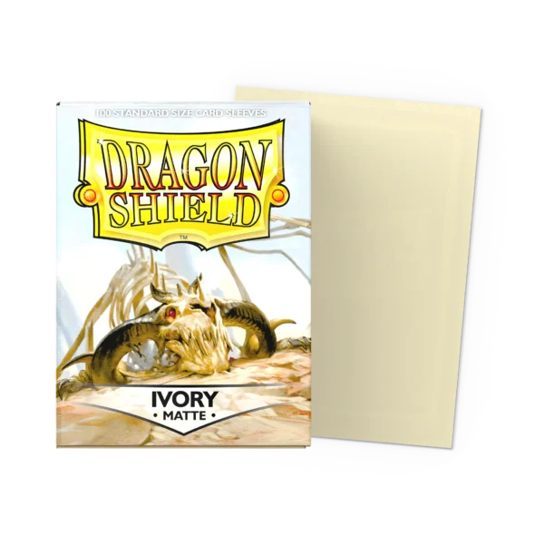 Dragon Shield: Ivory - 100x Matte Sleeves - Standard Size - verpakking vooraan