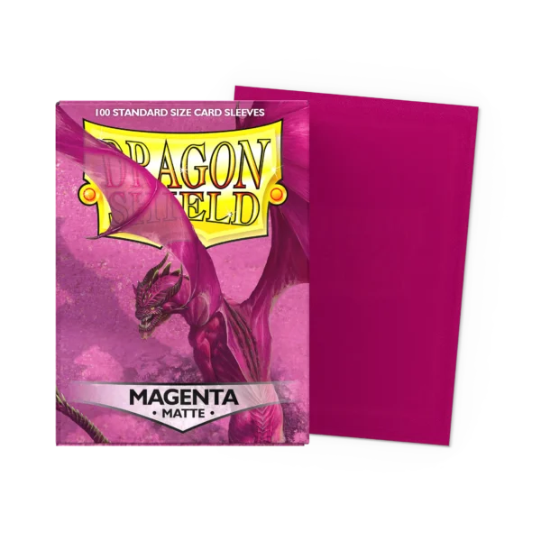 Dragon Shield: Magenta - 100x Matte Sleeves - Standard Size - verpakking vooraan