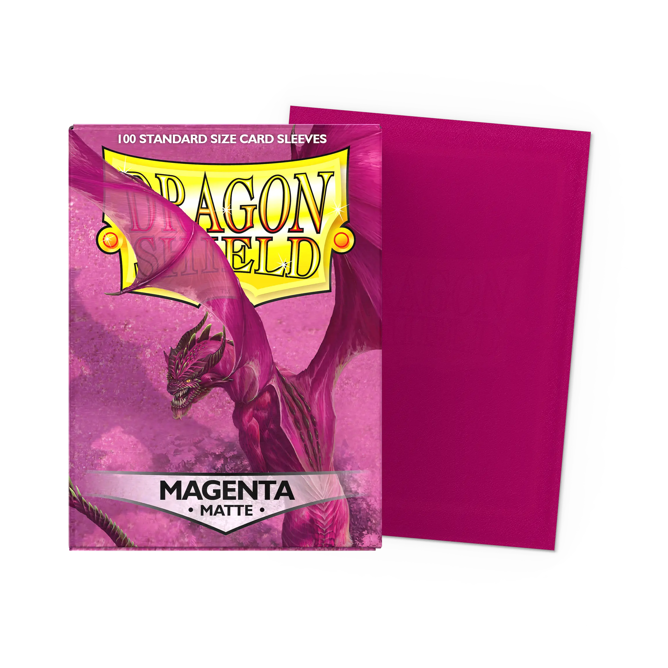 Dragon Shield: Magenta - 100x Matte Sleeves - Standard Size - verpakking vooraan