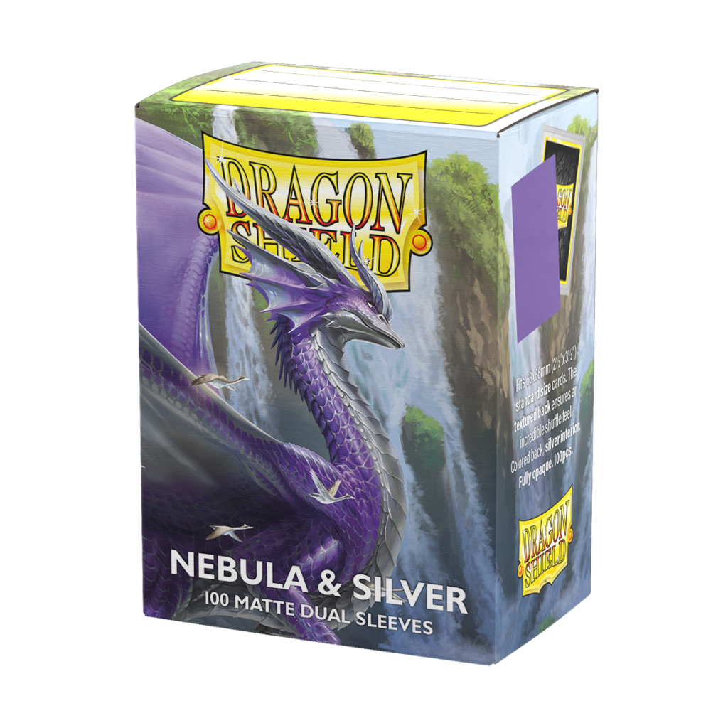 Dragon Shield: Nebula & Silver - 100x Matte Dual Sleeves - Standard Size - verpakking vooraan