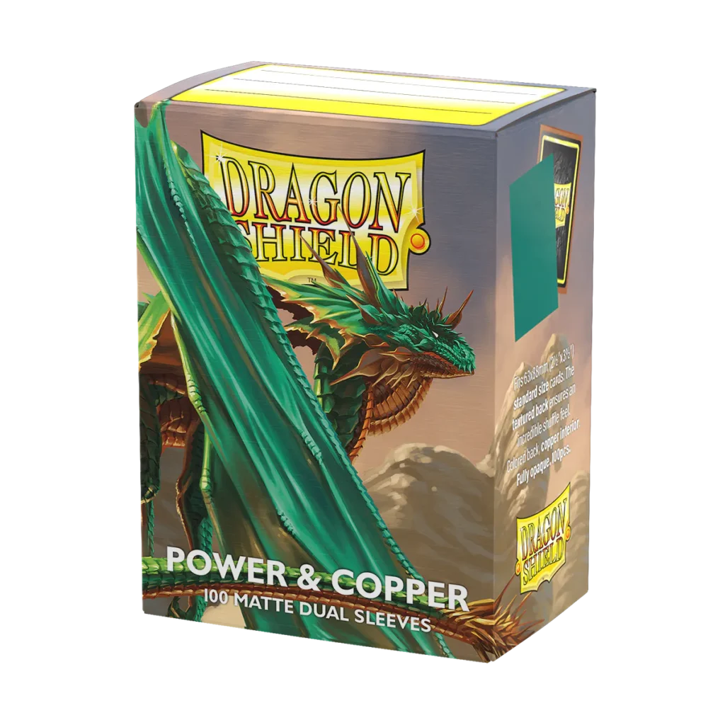 Dragon Shield: Power & Copper - 100x Matte Dual Sleeves - Standard Size - verpakking vooraan