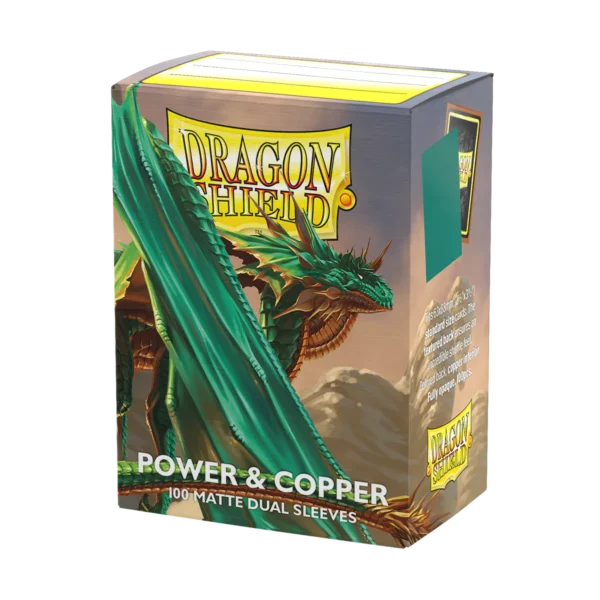 Dragon Shield: Power & Copper - 100x Matte Dual Sleeves - Standard Size - verpakking vooraan