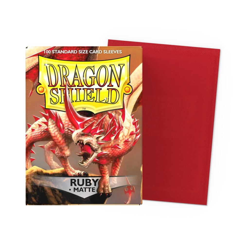 Dragon Shield: Ruby - 100x Matte Sleeves - Standard Size - verpakking vooraan