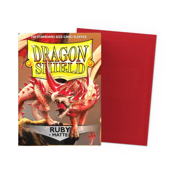 Dragon Shield: Ruby - 100x Matte Sleeves - Standard Size - verpakking vooraan