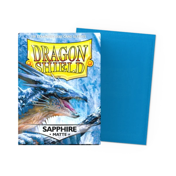 Dragon Shield: Sapphire - 100x Matte Sleeves - Standard Size - verpakking vooraan