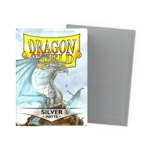 Dragon Shield: Silver - 100x Matte Sleeves - Standard Size - verpakking vooraan