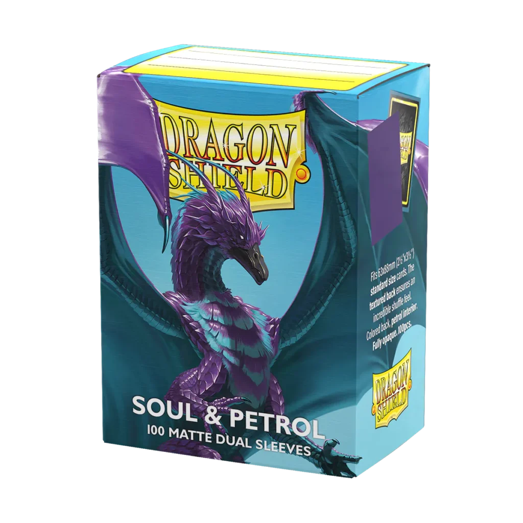 Dragon Shield: Soul & Petrol - 100x Matte Dual Sleeves - Standard Size - verpakking vooraan