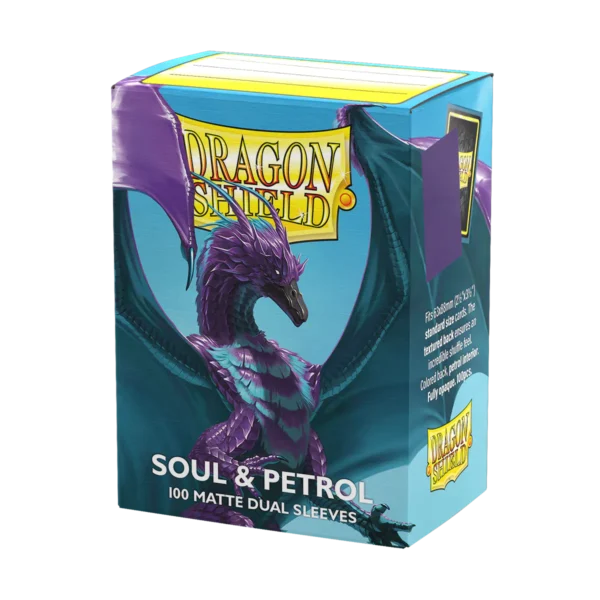 Dragon Shield: Soul & Petrol - 100x Matte Dual Sleeves - Standard Size - verpakking vooraan