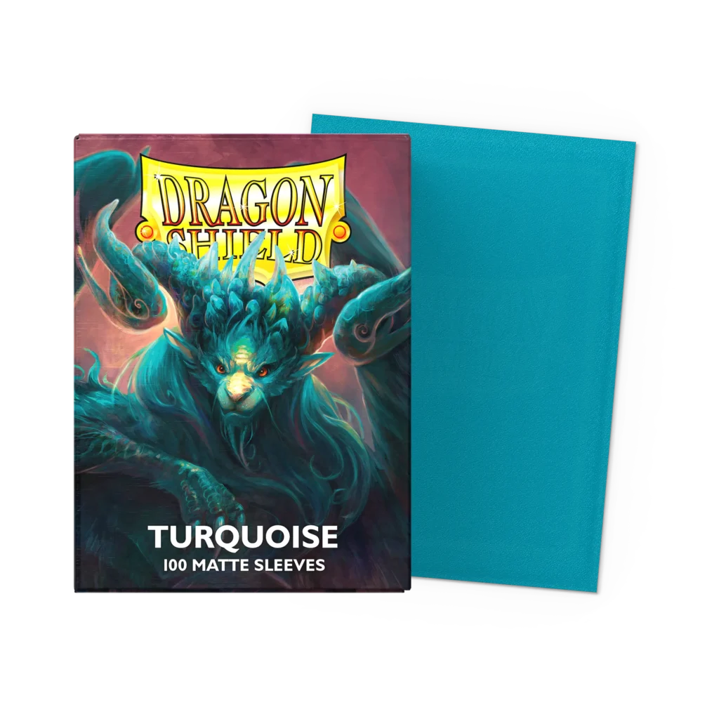 Dragon Shield: Turquoise - 100x Matte Sleeves - Standard Size - verpakking vooraan