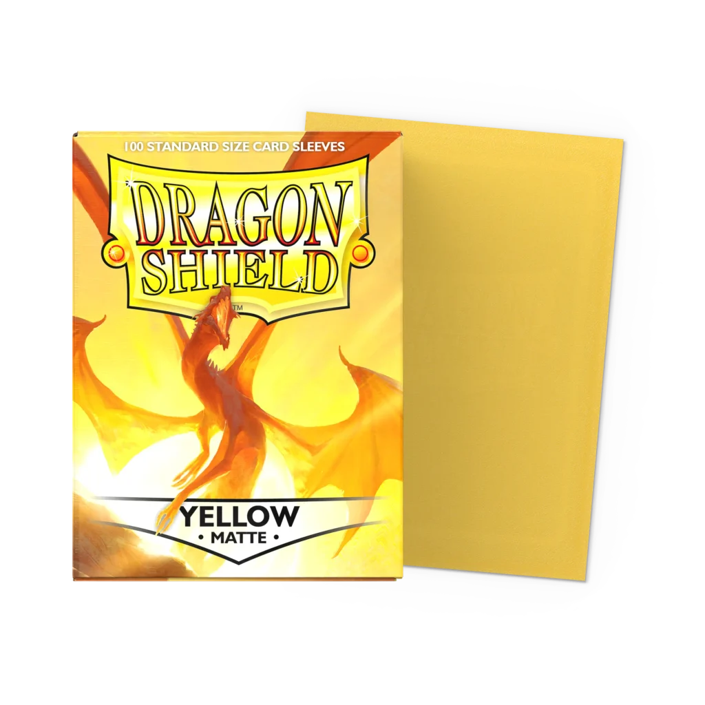 Dragon Shield: Yellow - 100x Matte Sleeves - Standard Size - verpakking vooraan
