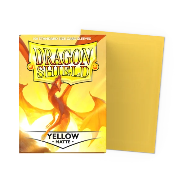Dragon Shield: Yellow - 100x Matte Sleeves - Standard Size - verpakking vooraan