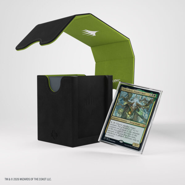 Gamegenic: Secrets of Strixhaven Squire Plus 100+ XL Deck Box - Zwart/Groen - verpakking achterzijde