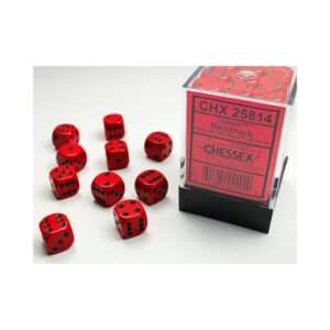 Chessex: Opaque Red/Black 12mm d6 Dice Block - 36 dobbelstenen (CHX25814) - verpakking met dobbelstenen