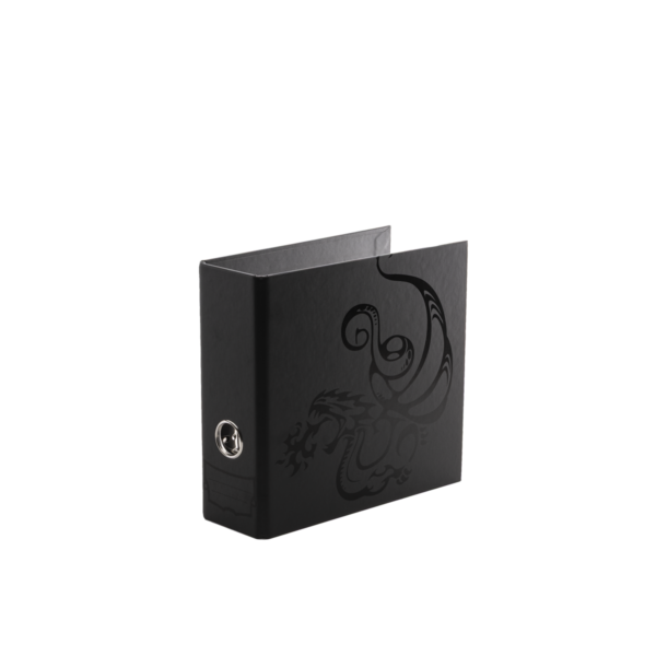 Dragon Shield: Sanctuary Slipcase Binder 2-ring - Zwart (tot 336 kaarten) - geopend met kaarten