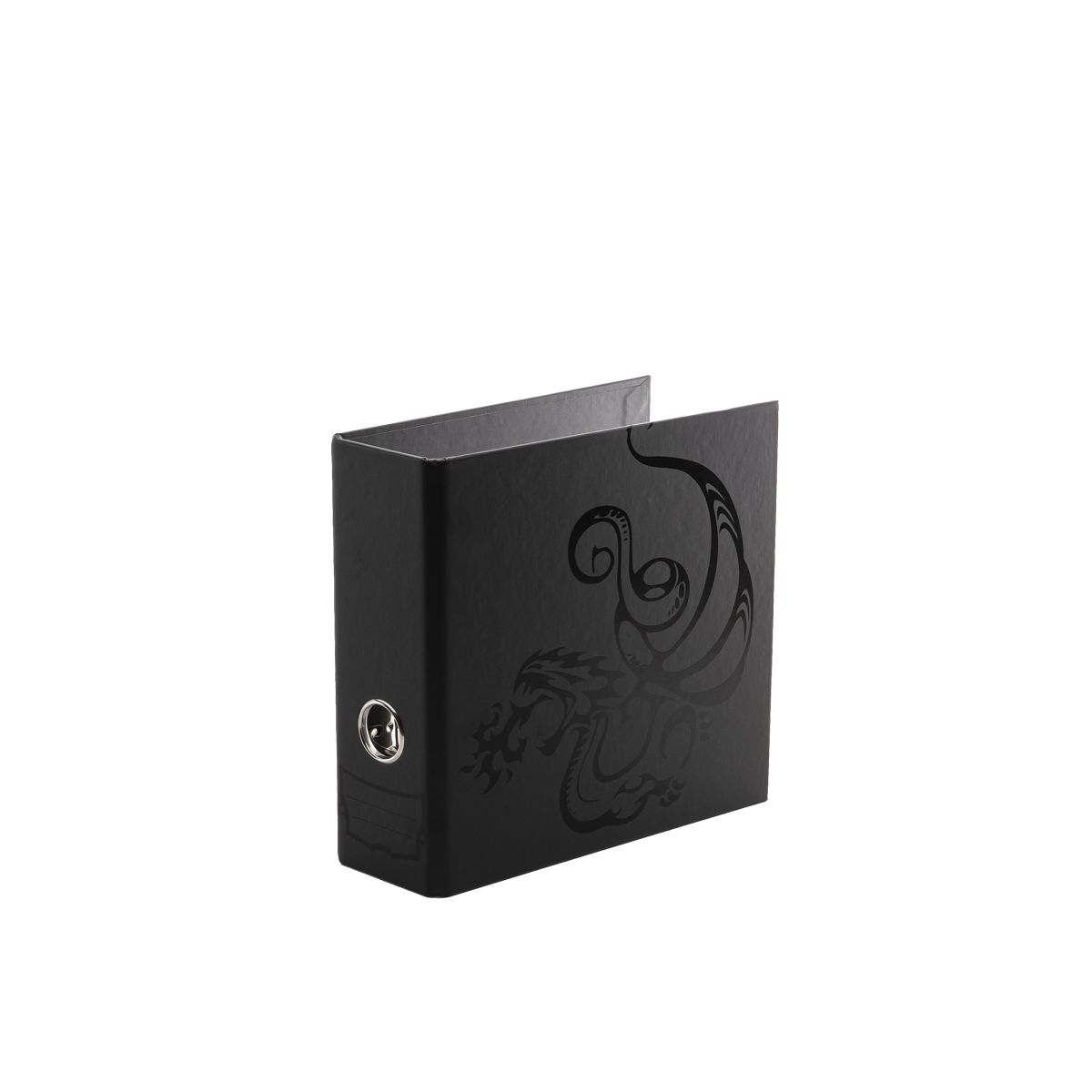 Dragon Shield: Sanctuary Slipcase Binder 2-ring - Zwart (tot 336 kaarten) - geopend met kaarten