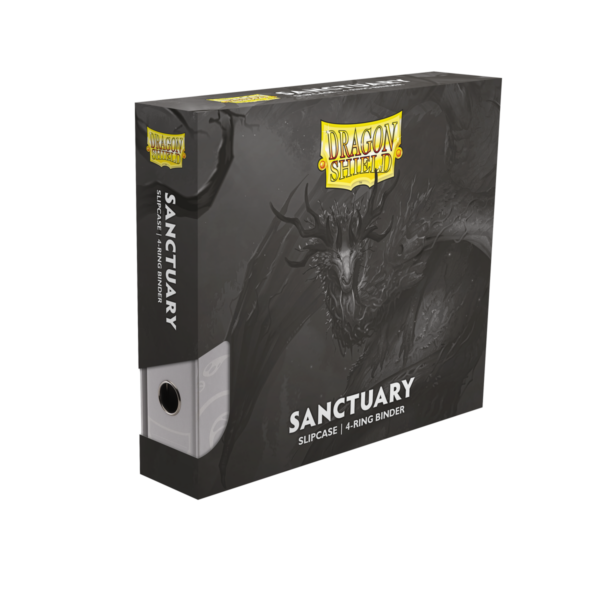 Dragon Shield: Sanctuary Slipcase Binder 4-ring - Wit (tot 1008 kaarten) - geopend met kaarten