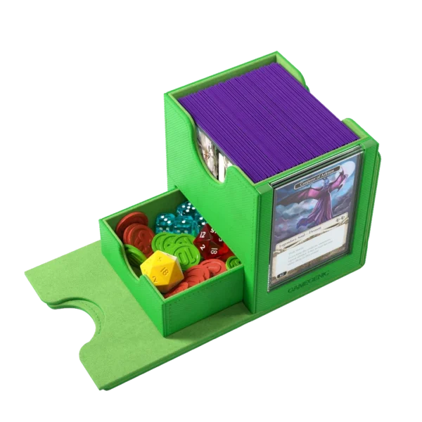Gamegenic: Sidekick Pro 100+ XL - Groen - Deckbox met lade en displayvenster - in gebruik