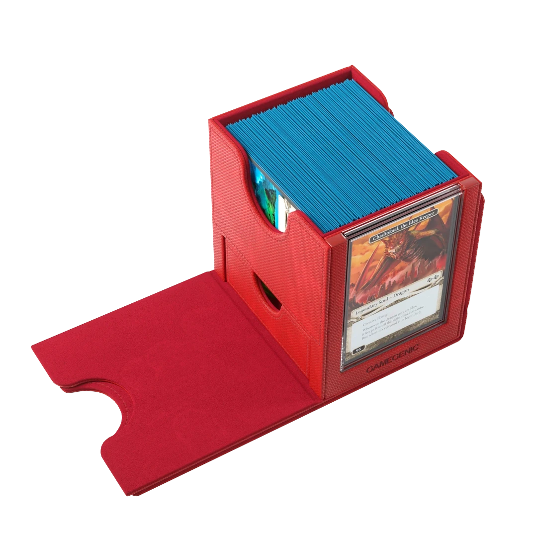 Gamegenic: Sidekick Pro 100+ XL - Rood - Deckbox met lade en displayvenster - zijaanzicht