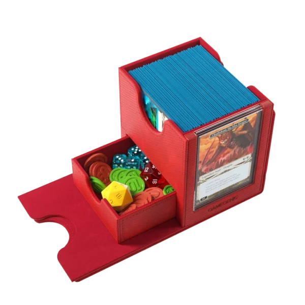 Gamegenic: Sidekick Pro 100+ XL - Rood - Deckbox met lade en displayvenster - in gebruik