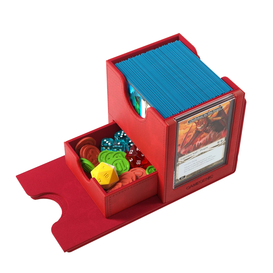 Gamegenic: Sidekick Pro 100+ XL - Rood - Deckbox met lade en displayvenster - in gebruik