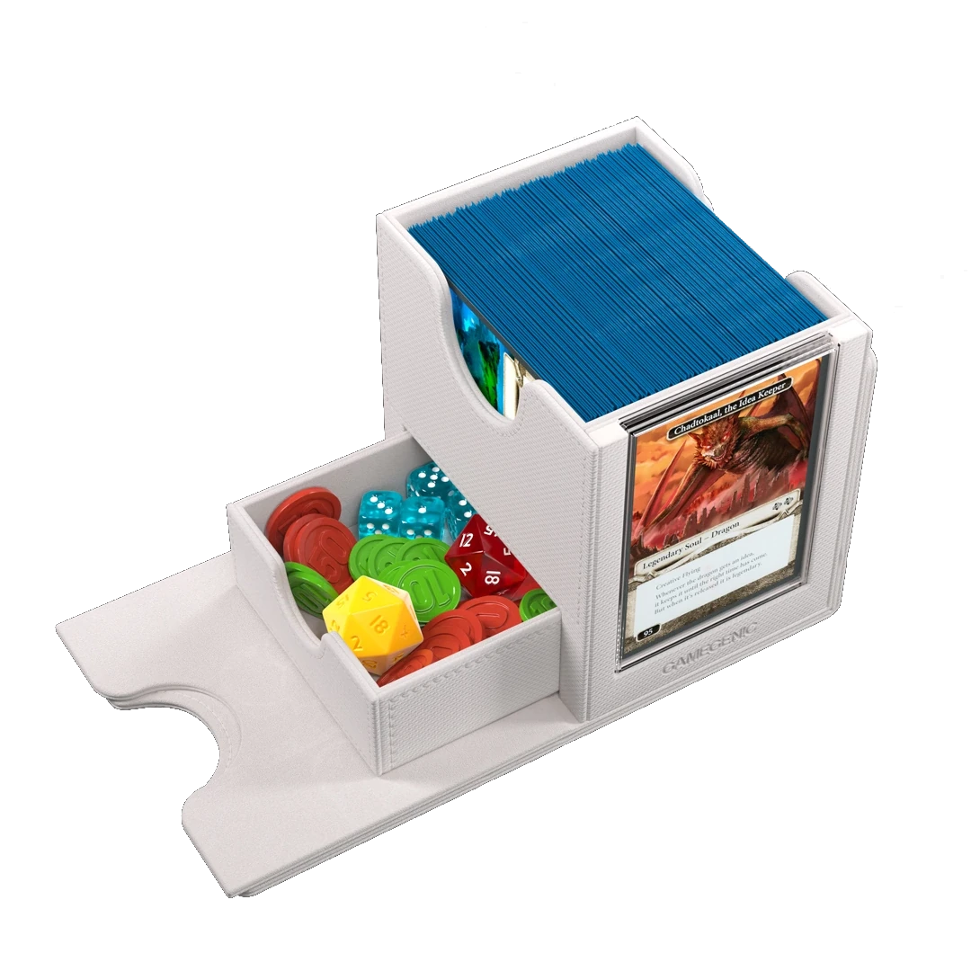 Gamegenic: Sidekick Pro 100+ XL - Wit - Deckbox met lade en displayvenster - in gebruik