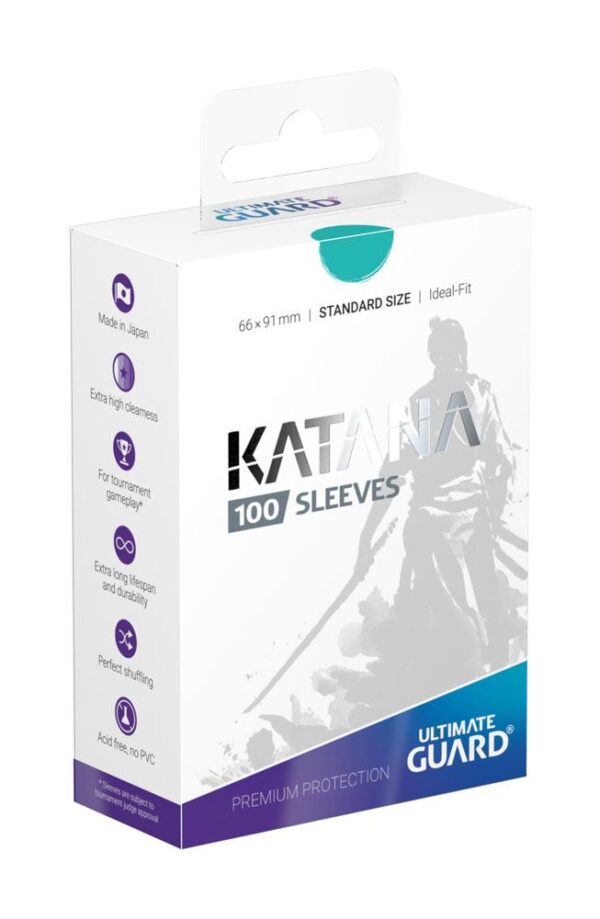 Ultimate Guard: Katana Sleeves - Turquoise - 100x Standard Size - verpakking vooraan