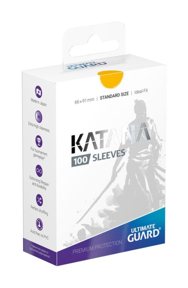 Ultimate Guard: Katana Sleeves - Yellow - 100x Standard Size - verpakking vooraan