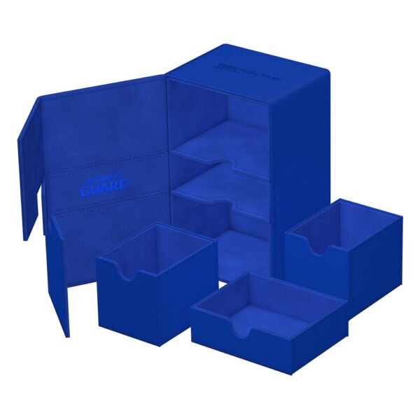 Ultimate Guard: Twin Flip'n'Tray 160+ Xenoskin - Blauw (voor 160 kaarten) - verpakking vooraan