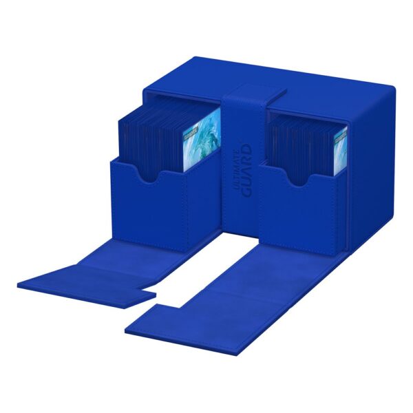 Ultimate Guard: Twin Flip'n'Tray 160+ Xenoskin - Blauw (voor 160 kaarten) - zijaanzicht