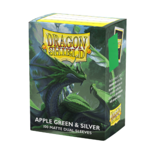 Dragon Shield: Applegreen & Silver - 100x Matte Dual Sleeves - Standard Size - verpakking vooraan