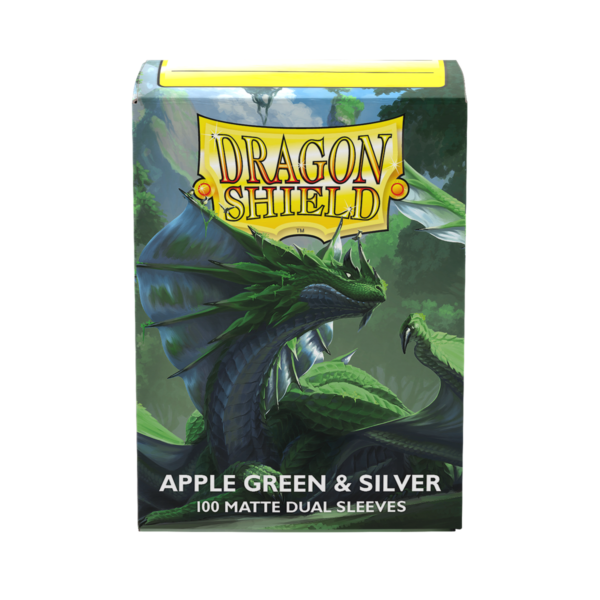 Dragon Shield: Applegreen & Silver - 100x Matte Dual Sleeves - Standard Size - achterzijde verpakking