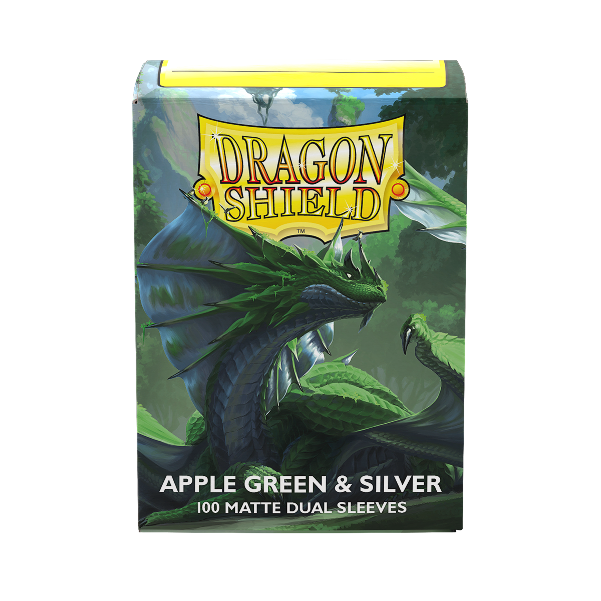 Dragon Shield: Applegreen & Silver - 100x Matte Dual Sleeves - Standard Size - achterzijde verpakking