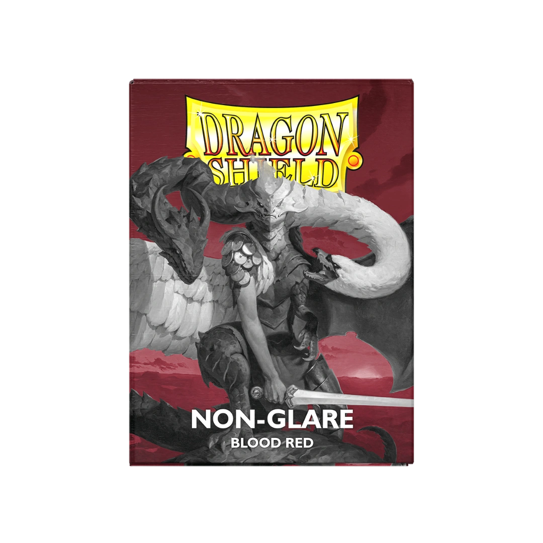 Dragon Shield: Blood Red - 100x Non-Glare Matte Sleeves - Standard Size - verpakking vooraan
