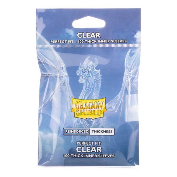 Dragon Shield: Clear - 100x Perfect Fit Thick Inner Sleeves - Standard Size - verpakking vooraan