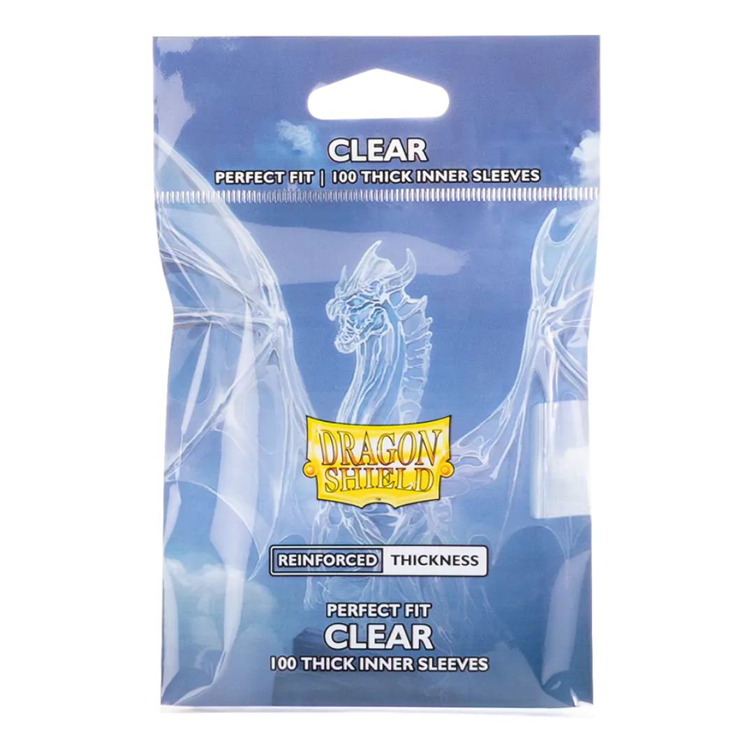 Dragon Shield: Clear - 100x Perfect Fit Thick Inner Sleeves - Standard Size - verpakking vooraan