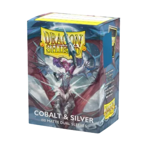Dragon Shield: Cobalt/Silver - 100x Matte Dual Sleeves - Standard Size - verpakking vooraan