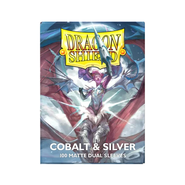 Dragon Shield: Cobalt/Silver - 100x Matte Dual Sleeves - Standard Size - achterzijde verpakking