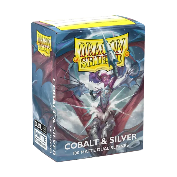 Dragon Shield: Cobalt/Silver - 100x Matte Dual Sleeves - Standard Size - sleeve detail