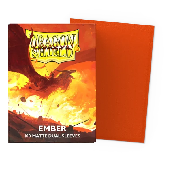 Dragon Shield: Ember - 100x Matte Dual Sleeves - Standard Size - verpakking vooraan