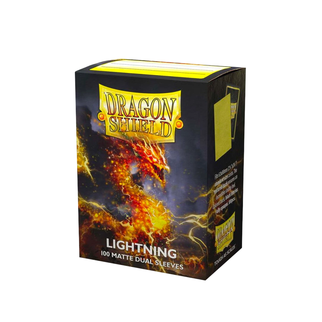 Dragon Shield: Lightning - 100x Matte Dual Sleeves - Standard Size - verpakking zijkant